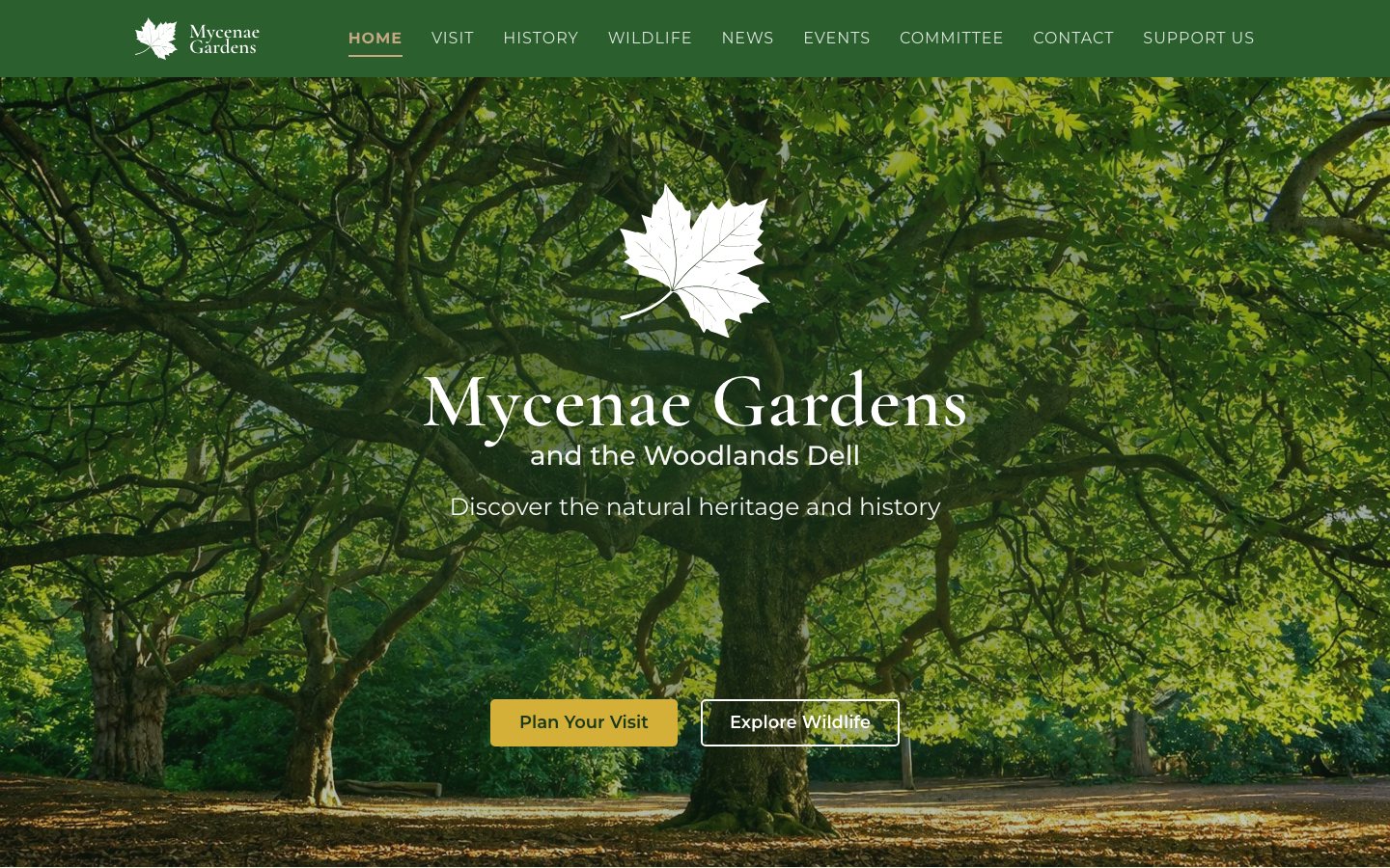 The Mycenae Gardens website home page
