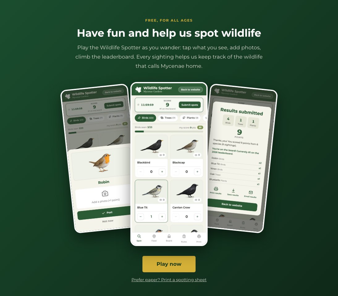 The Wildlife Spotter game running on a phone